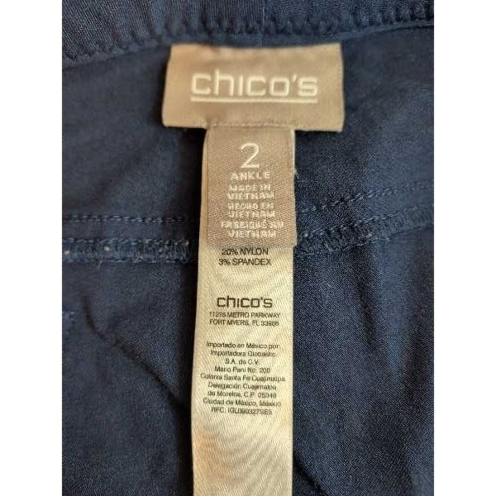 Chicos 2 Ankle Pants Navy Blue Stretchy Nylon Spandex Comfort Slim Fit C-4 - Picture 3 of 7